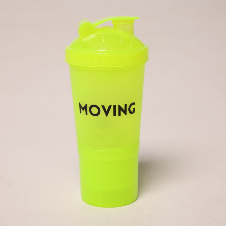 COQUETELEIRA SHAKEIRA 600 ML COM 3 COMPARTIMENTOS AMARELO NEON