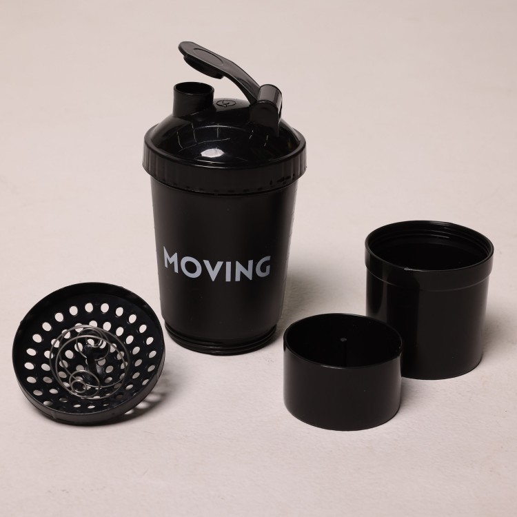 COQUETELEIRA SHAKEIRA 600 ML COM 3 COMPARTIMENTOS PRETA