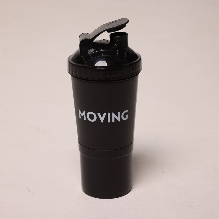 COQUETELEIRA SHAKEIRA 600 ML COM 3 COMPARTIMENTOS PRETA