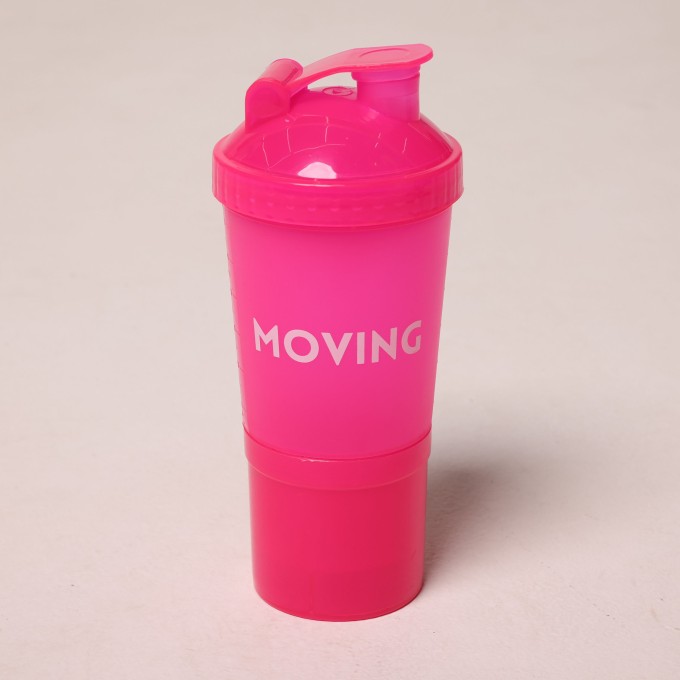COQUETELEIRA SHAKEIRA 600 ML COM 3 COMPARTIMENTOS ROSA NEON