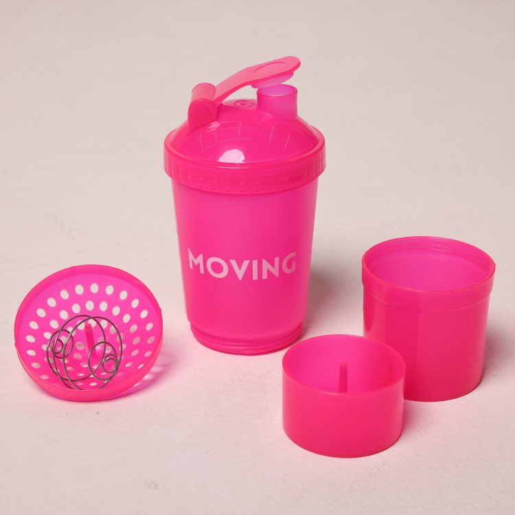 COQUETELEIRA SHAKEIRA 600 ML COM 3 COMPARTIMENTOS ROSA NEON