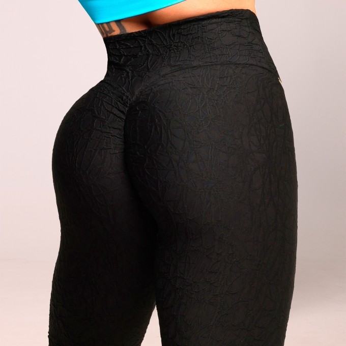 Legging Empina Bumbum Jacquard Perlê Preto