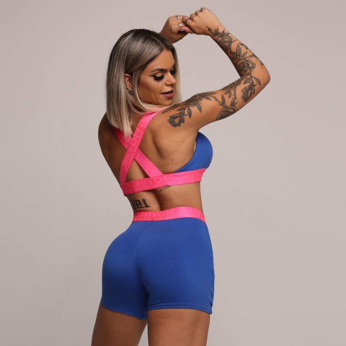 SHORT-SAIA FUNNY COM ELÁSTICO AZUL SAFIRA