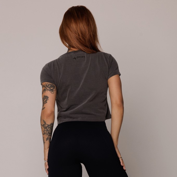 CROPPED ESTONADO DE ALGODÃO PREMIUM SUSTENTÁVEL CINZA CHUMBO - M