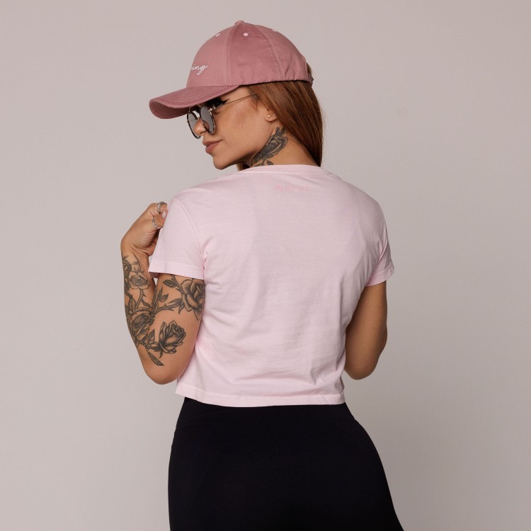 CROPPED ESTONADO DE ALGODÃO PREMIUM SUSTENTÁVEL ROSA BLUSH - G