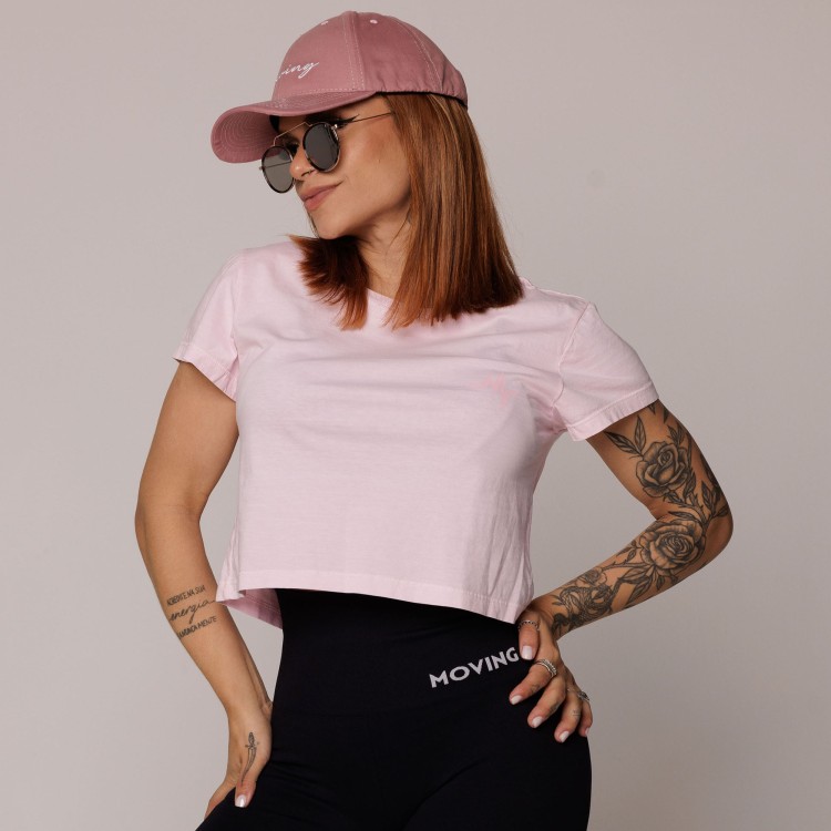 CROPPED ESTONADO DE ALGODÃO PREMIUM SUSTENTÁVEL ROSA BLUSH - G