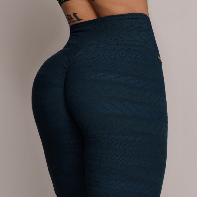 LEGGING EMPINA BUMBUM JACQUARD TRIBAL LIME BARRADO