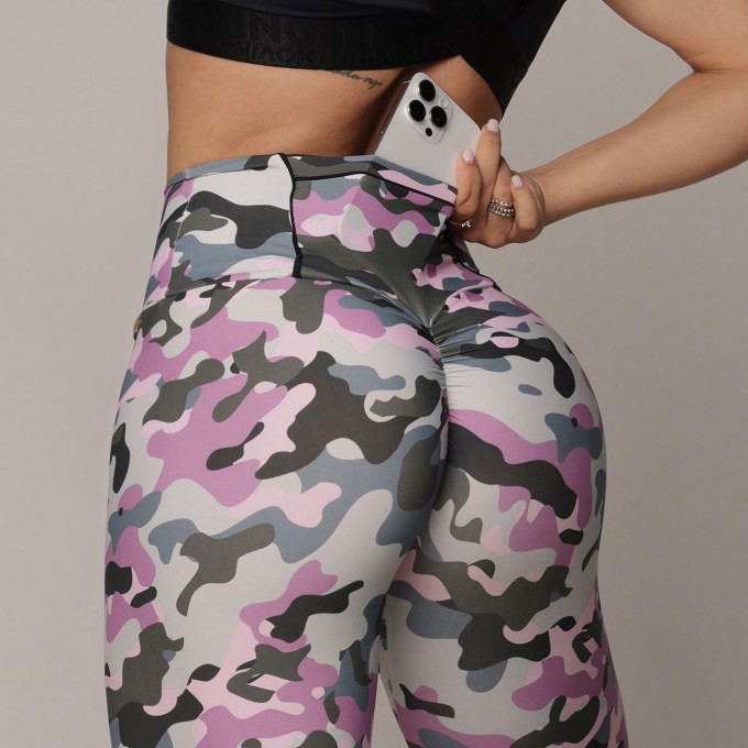 LEGGING TRAVEL EMPINA BUMBUM MILITAR ROSA