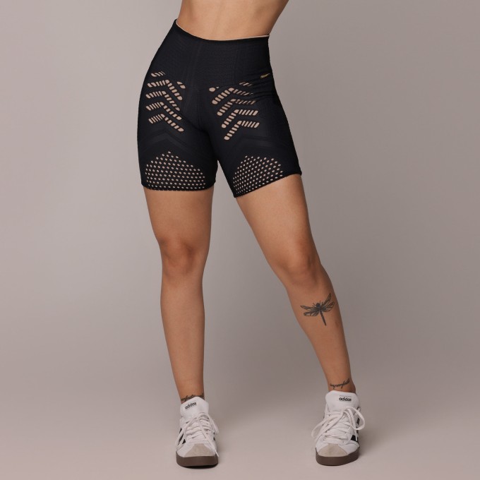SHORT EMPINA BUMBUM JACQUARD DOTS PRETO