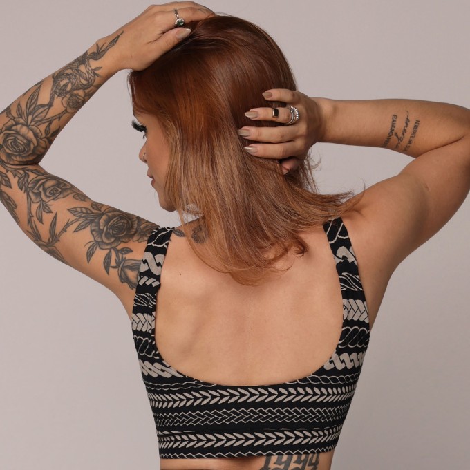 TOP RAVENA JACQUARD TRIBAL BLACK
