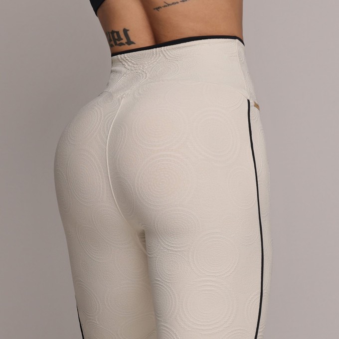 LEGGING BICOLOR COMUM JACQUARD ROUND OFF WHITE