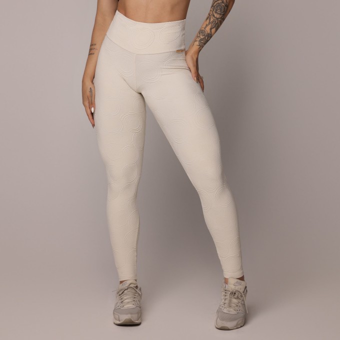 LEGGING TRAVEL EMPINA BUMBUM JACQUARD ROUND OFF WHITE