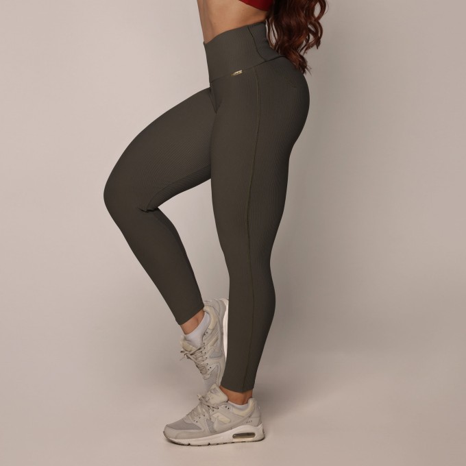 LEGGING VISION JACQUARD CANELADO VERDE MILITAR