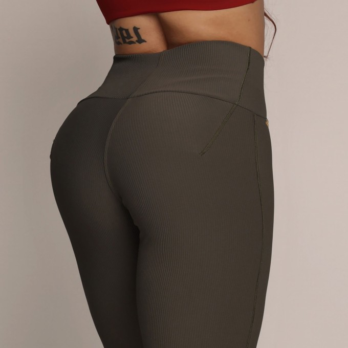 LEGGING VISION JACQUARD CANELADO VERDE MILITAR
