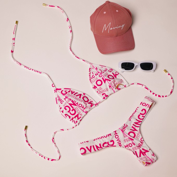 BIQUÍNI CORTININHA LETTERING PINK EXCLUSIVO