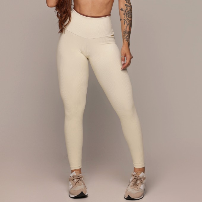 LEGGING HEART BICOLOR JACQUARD CANELADO BAUNILHA