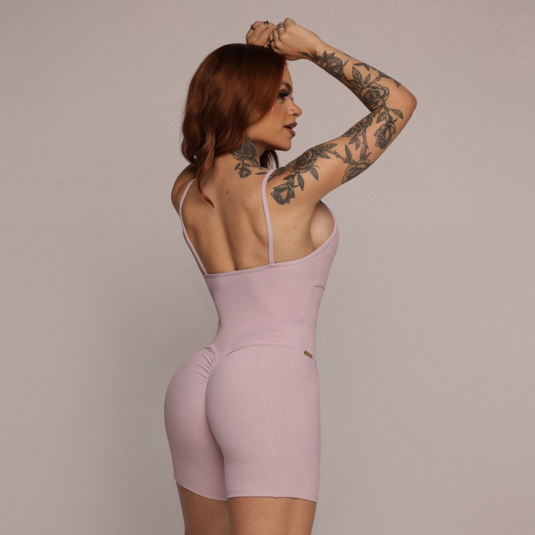 MACAQUINHO QUEENS EMPINA BUMBUM JACQUARD CANELADO ROSA SECO