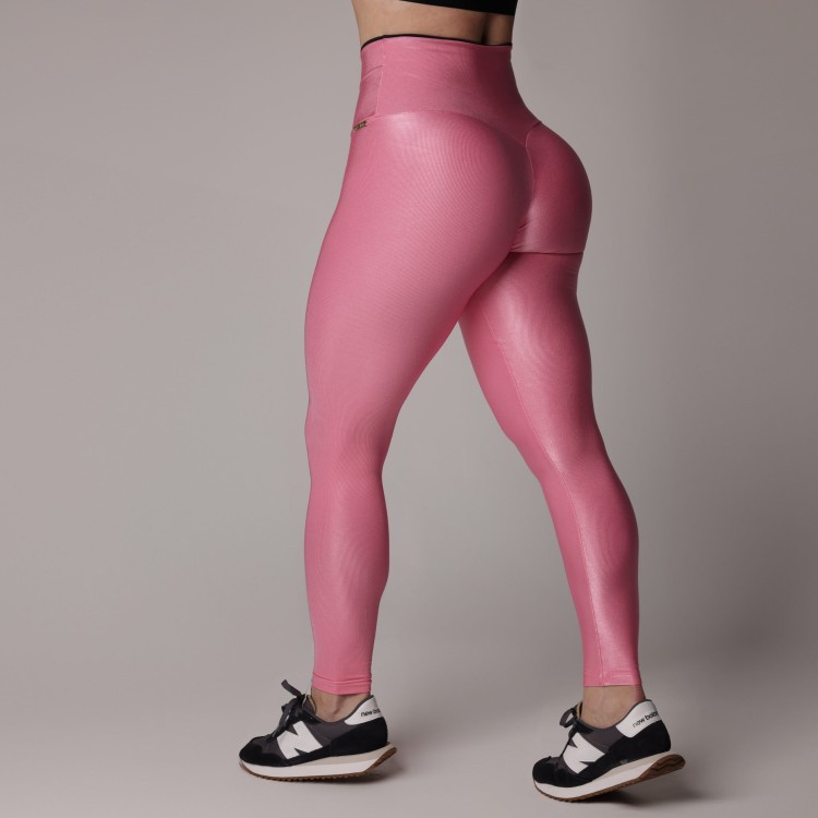 LEGGING BICOLOR GLOSSY ROSA CHICLETE