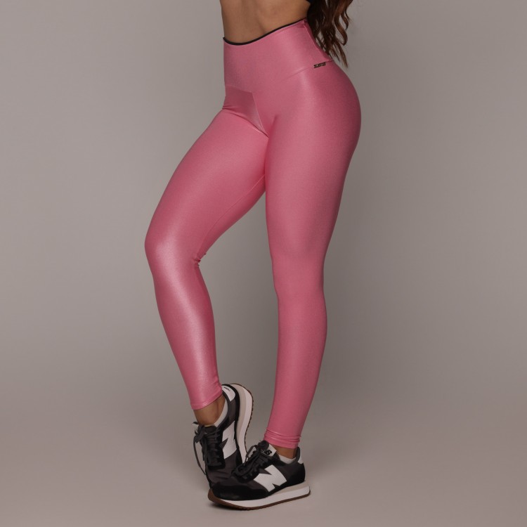 LEGGING BICOLOR GLOSSY ROSA CHICLETE