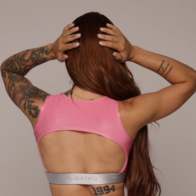 TOP FIT GLOSSY ROSA CHICLETE COM ELÁSTICO