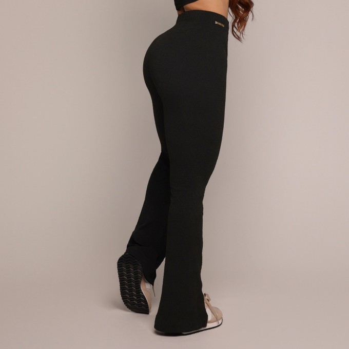 CALÇA FLARE JACQUARD FLUFFY BLACK