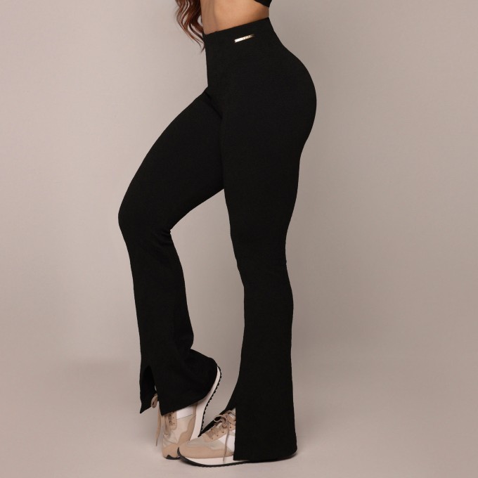 CALÇA FLARE JACQUARD FLUFFY BLACK