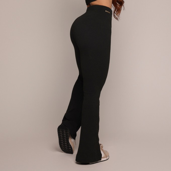 CALÇA FLARE JACQUARD FLUFFY BLACK