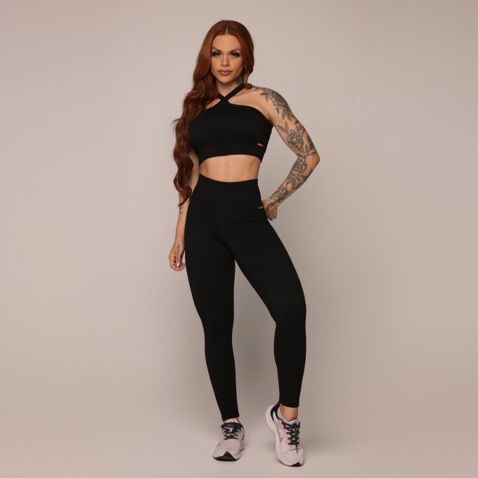 LEGGING EMPINA BUMBUM JACQUARD FLUFFY BLACK