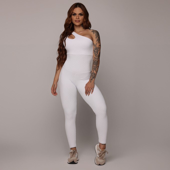 MACACÃO GOTA EMPINA BUMBUM JACQUARD SAVOIR BRANCO