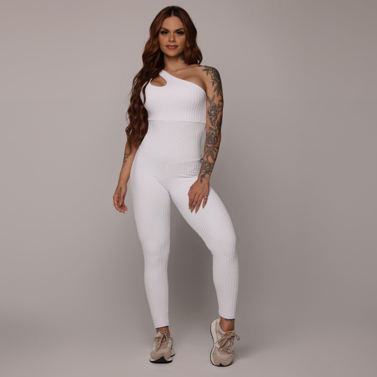 MACACÃO GOTA EMPINA BUMBUM JACQUARD SAVOIR BRANCO
