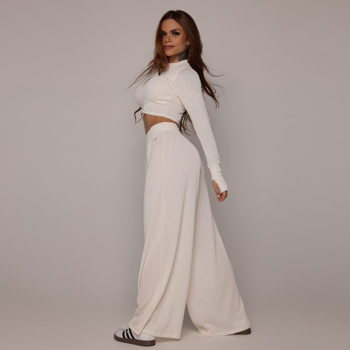 CALÇA PANTALONA CANELADO OFF WHITE