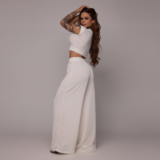 CROPPED CARMEL CANELADO OFF WHITE