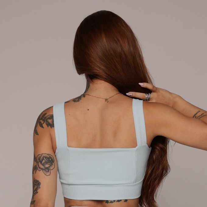 TOP IRIS JACQUARD CANELADO AZUL SERENITY