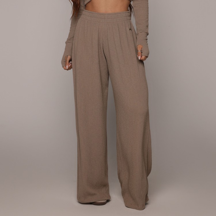 CALÇA PANTALONA CANELADO AREIA