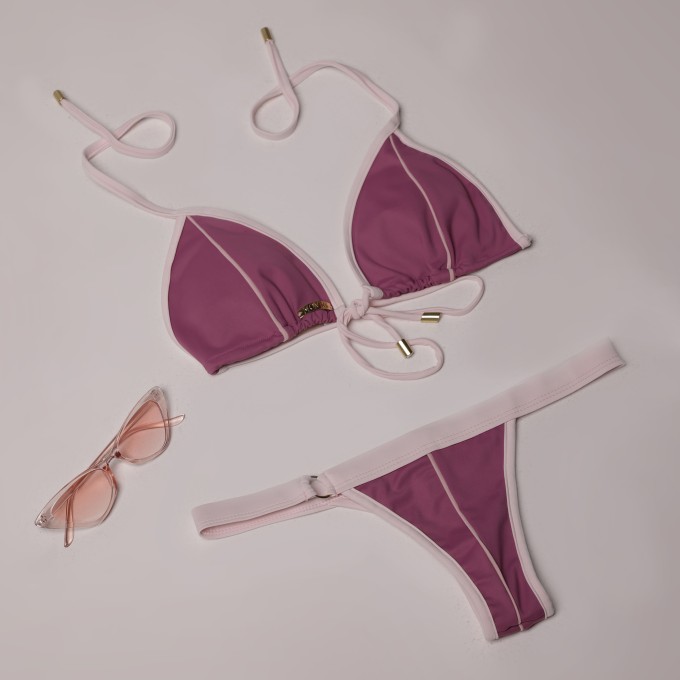 BIQUÍNI CORTININHA ROSA QUEIMADO