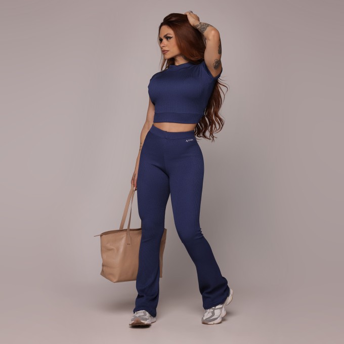 CROPPED CARMEL JACQUARD CONFORT AZUL MARINHO