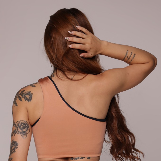 TOP DUPLA FACE BLACKOUT GLOSS PEACH