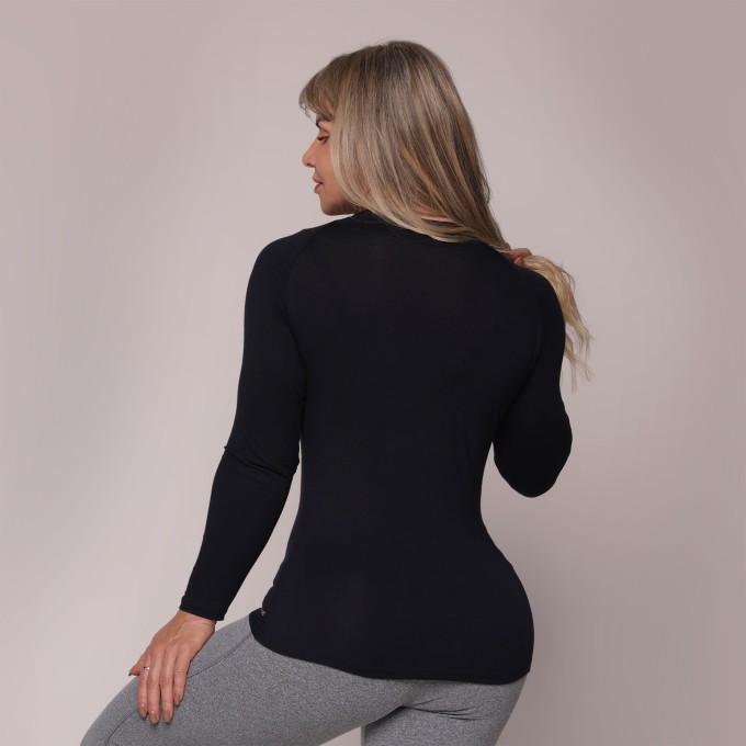 BLUSA ISTAMBUL MANGA LONGA TECH MODAL PRETO