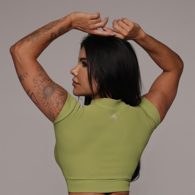 CROPPED CARMEL JACQUARD CANELADO VERDE OLIVA