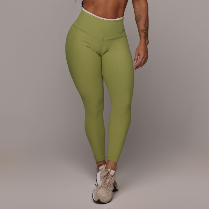 LEGGING HEART JACQUARD CANELADO VERDE OLIVA