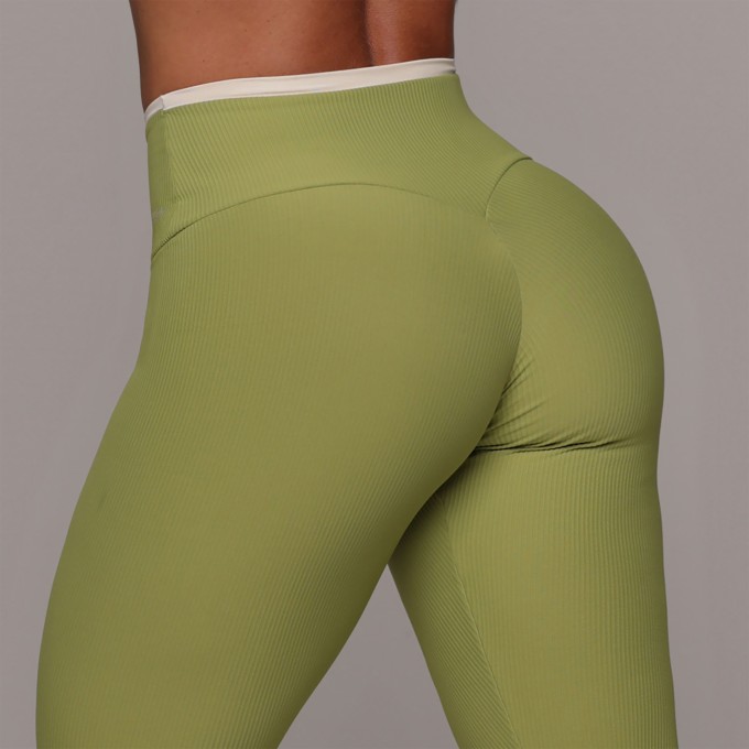 LEGGING HEART JACQUARD CANELADO VERDE OLIVA