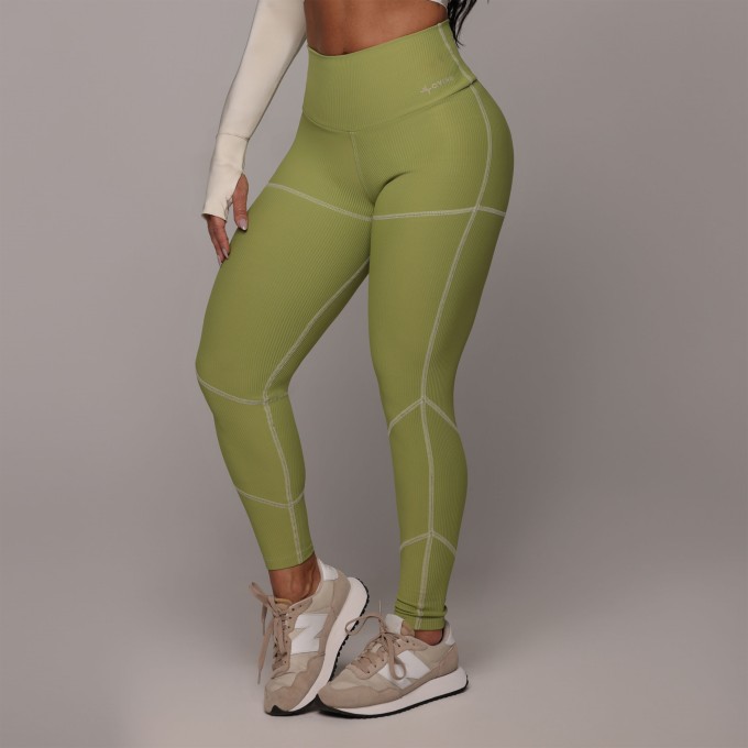 LEGGING PUMP EMPINA BUMBUM JACQUARD CANELADO VERDE OLIVA