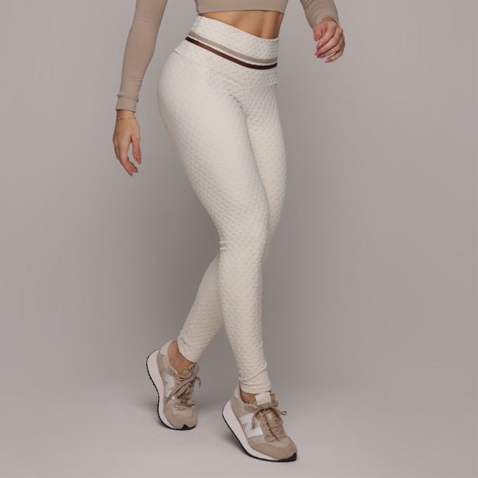 LEGGING EMPINA BUMBUM JACQUARD DIAMOND OFF-WHITE