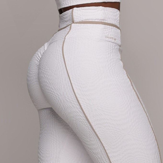 LEGGING QUEENS EMPINA BUMBUM JACQUARD CROCO BRANCO