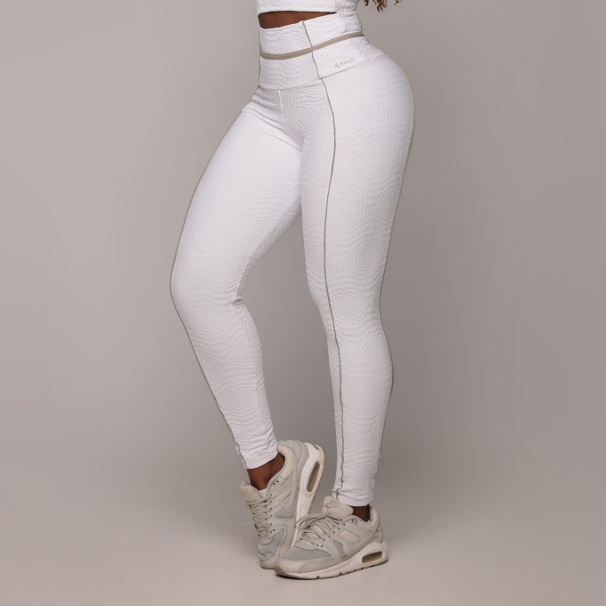 LEGGING QUEENS EMPINA BUMBUM JACQUARD CROCO BRANCO