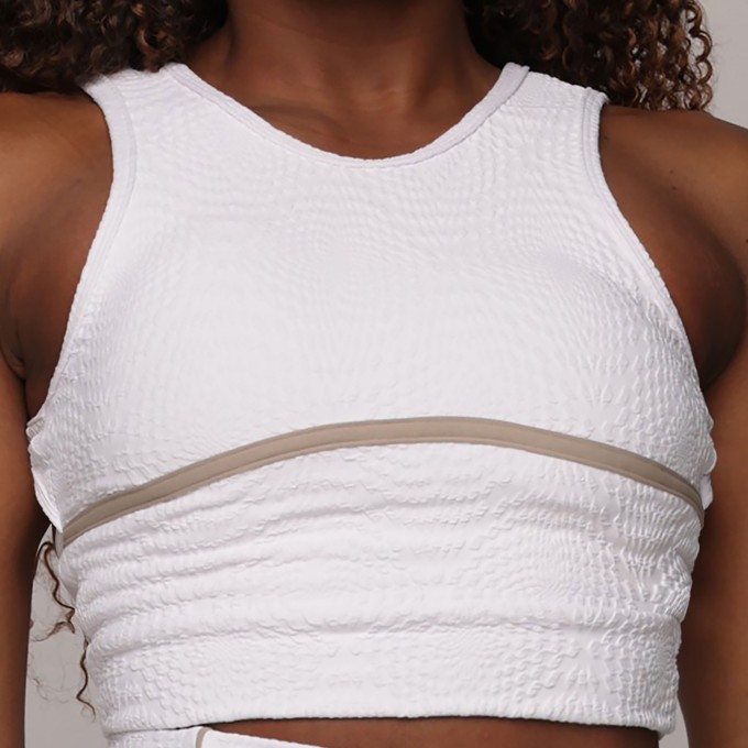 TOP QUEENS JACQUARD CROCO BRANCO