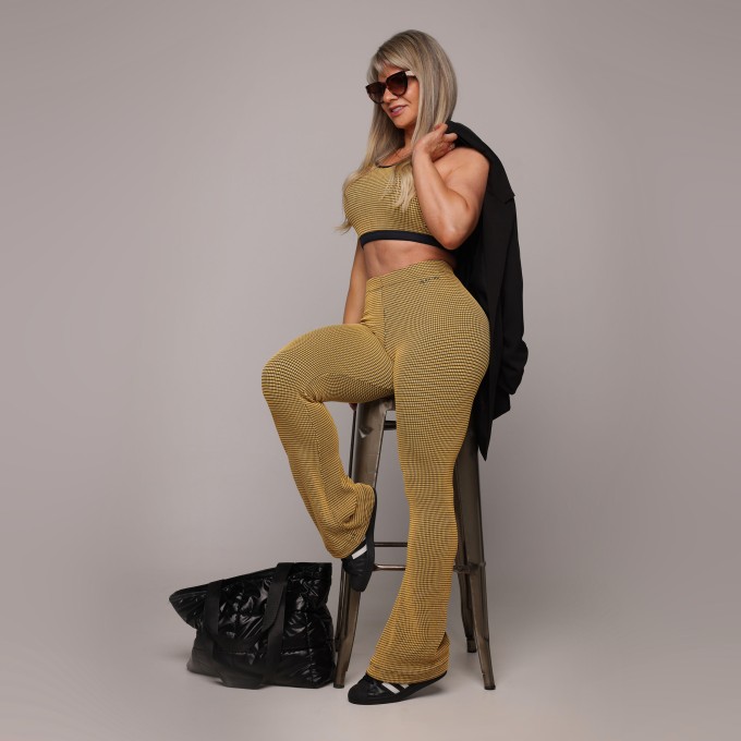 CALÇA FLARE JACQUARD CONFORT TWEED SUN