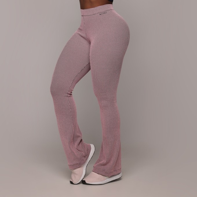 CALÇA FLARE JACQUARD CONFORT TWEED ROSÊ