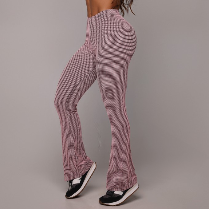 CALÇA FLARE JACQUARD CONFORT TWEED ROSÊ
