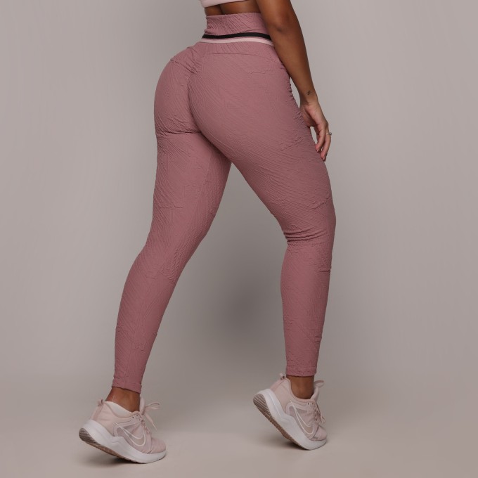 LEGGING EMPINA BUMBUM JACQUARD GRAFIATO ROSA QUEIMADO